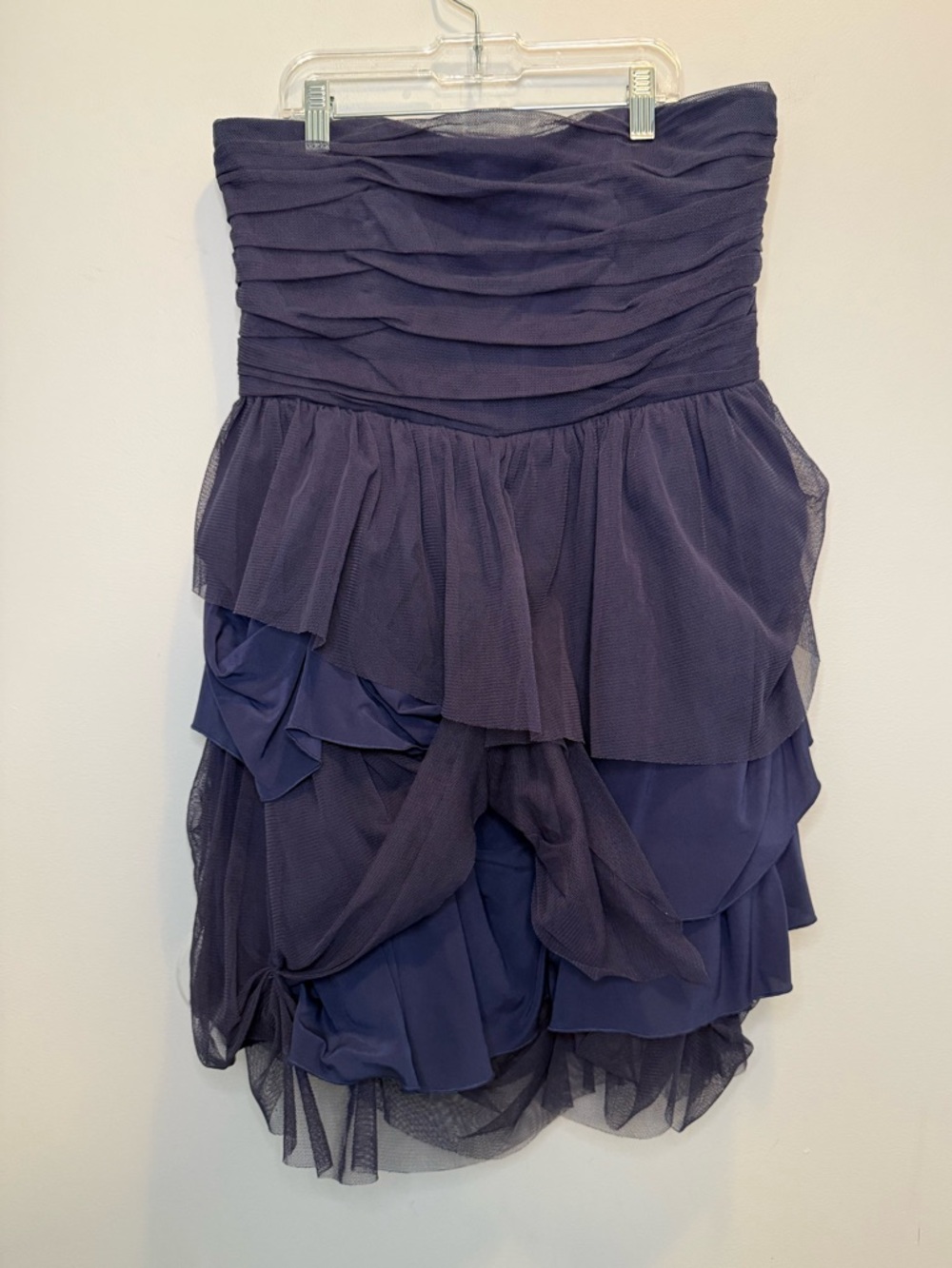 NWT Alice + Olivia Cleo Strapless Tulle & Silk Party Dress Navy Blue Size 12